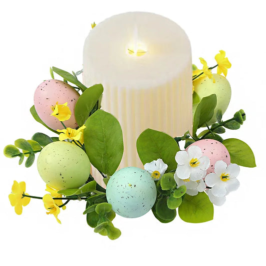 Candy Color Egg Candle Holder Flower Wreath Easter Party Decoration Desktop Home Centerpieces Table Arrangement Candles Wreath