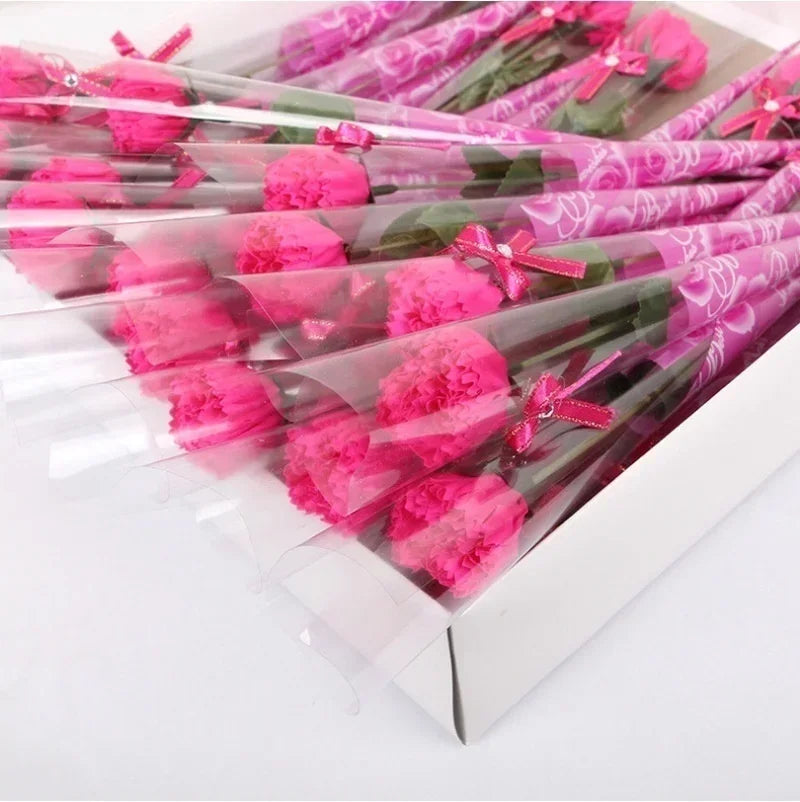 8pcs/lot Artificial Bath Carnation Soap Flowers Mother's Day Gift Party Decoration Valentine's Day Gift