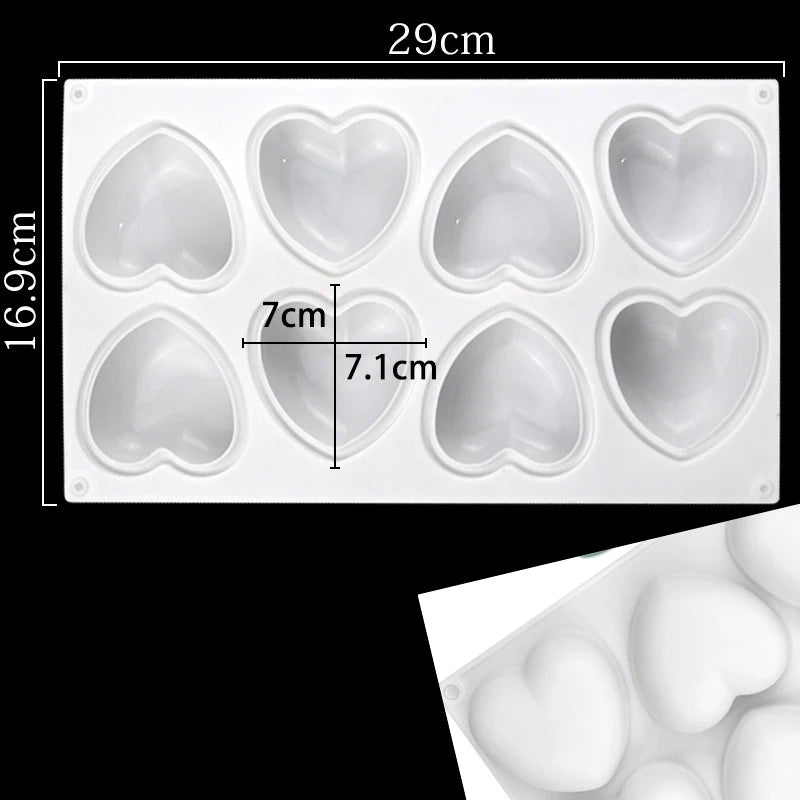 3D Mousse Cake Baking Mold Heart Cheesecake Dessert Diamond Monoporcji Silicone Mould Candle Soap Making Supplies Pastry Tools
