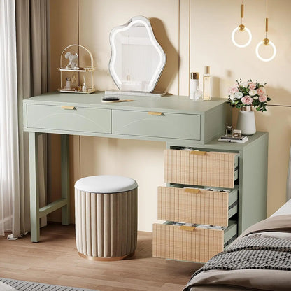 Modern 5‑Drawer Makeup Vanity Desk with Storage (Narrow)