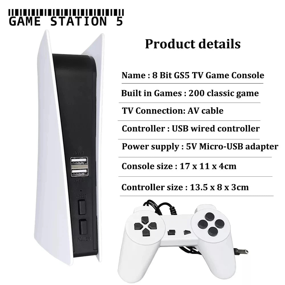 GS5 Retro Console – 200 Classic Games, Dual USB Controllers
