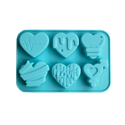 1/2pcs 6 Holes Love Silicone Candy Mold DIY Heart Shaped Candle Soap Mould Chocolate Pudding Jelly Cake Decoration Baking Tool