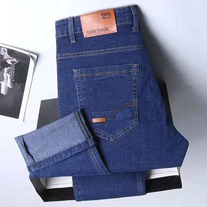 Men’s Straight Jeans (Stretch Slim Fit, Business Casual Denim Trousers)