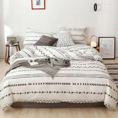 Bohon Paisley Duvet Cover Set Black White Print 3pcs Bedding Sets Luxury Pillow Case Queen and King Size Cotton Bedding Sets