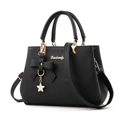 Elegant Floral Shoulder Bag (6 Colors, PU Leather, Sweet Bowknot Crossbody Tote)