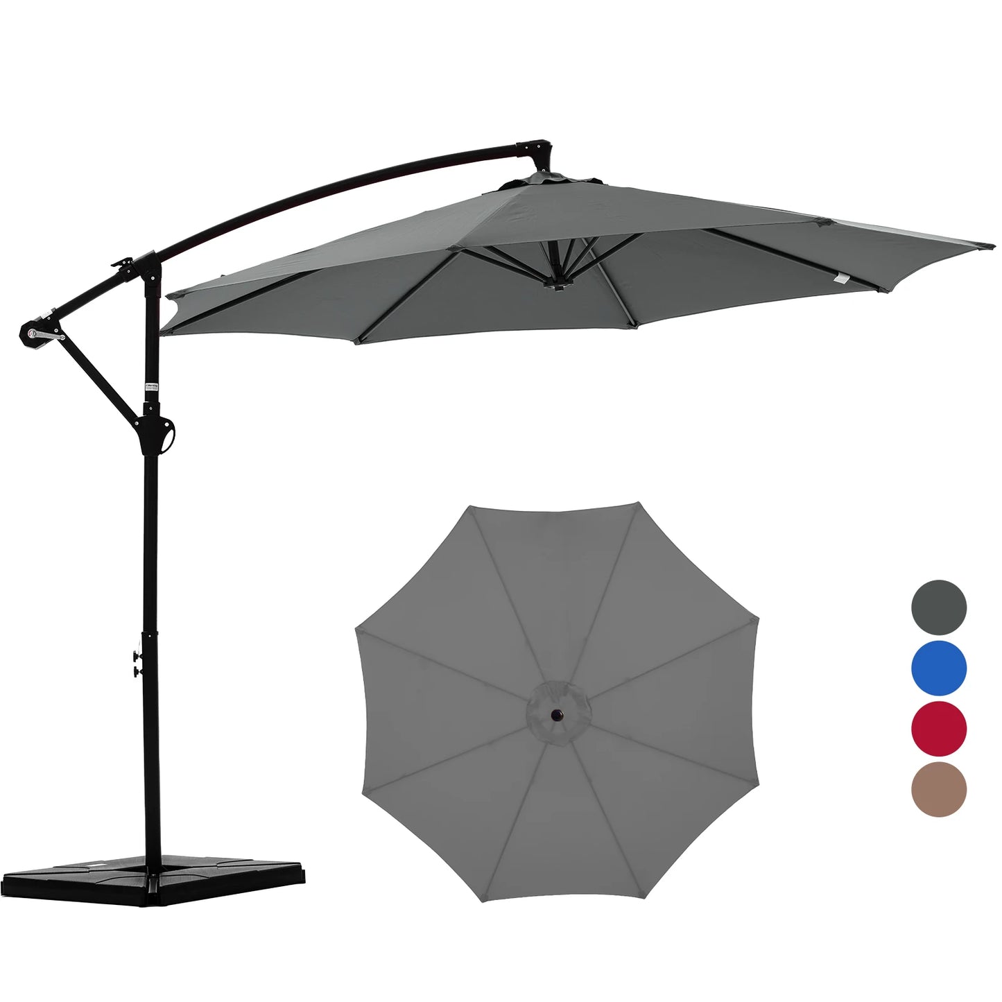 9.8FT Offset Patio Umbrella with Base — UV Protection