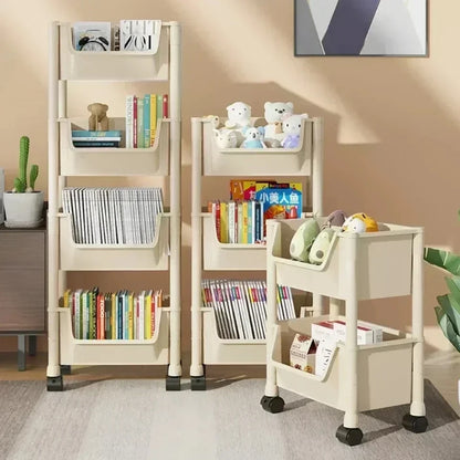 Mobile Multi‑Layer Bookshelf & Bathroom Trolley w/ Wheels