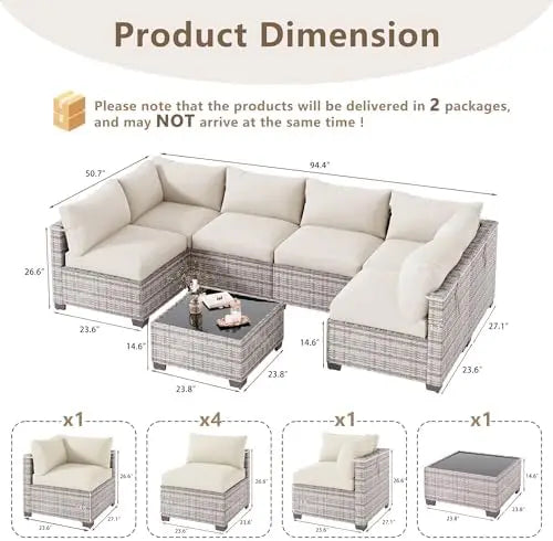 7‑Piece Outdoor Wicker Sectional Patio Furniture Set