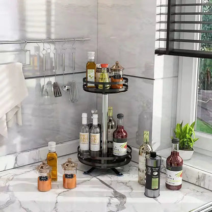 360 Rotation Spice Rack Multi-Layer Spices Seasonings Storage Tray Kitchen Organizer