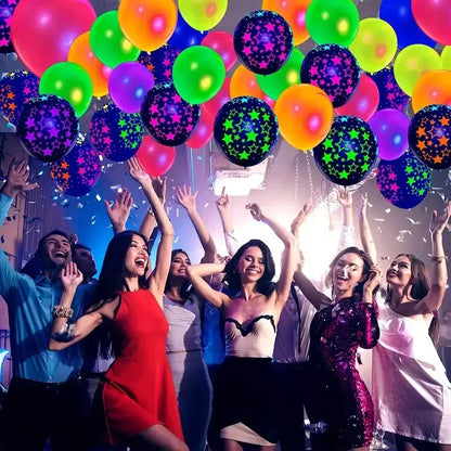 100PCS Glow‑in‑the‑Dark Balloons – Fluorescent Luminous Dot Latex Party Balloons