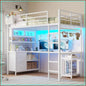 Twin Loft Bed w/ L‑Desk, LED, Drawers, USB & Safety Rail