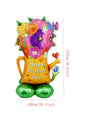 3D Stand Pedestal Mother’s Day Balloon Set – “Love Mom” & “Best Mom” Heart Foil Display