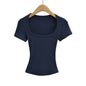 Square Neck Elastic Slim Tee – Summer