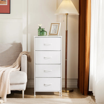 4‑Drawer Fabric Cabinet – Wood Top, Steel Frame