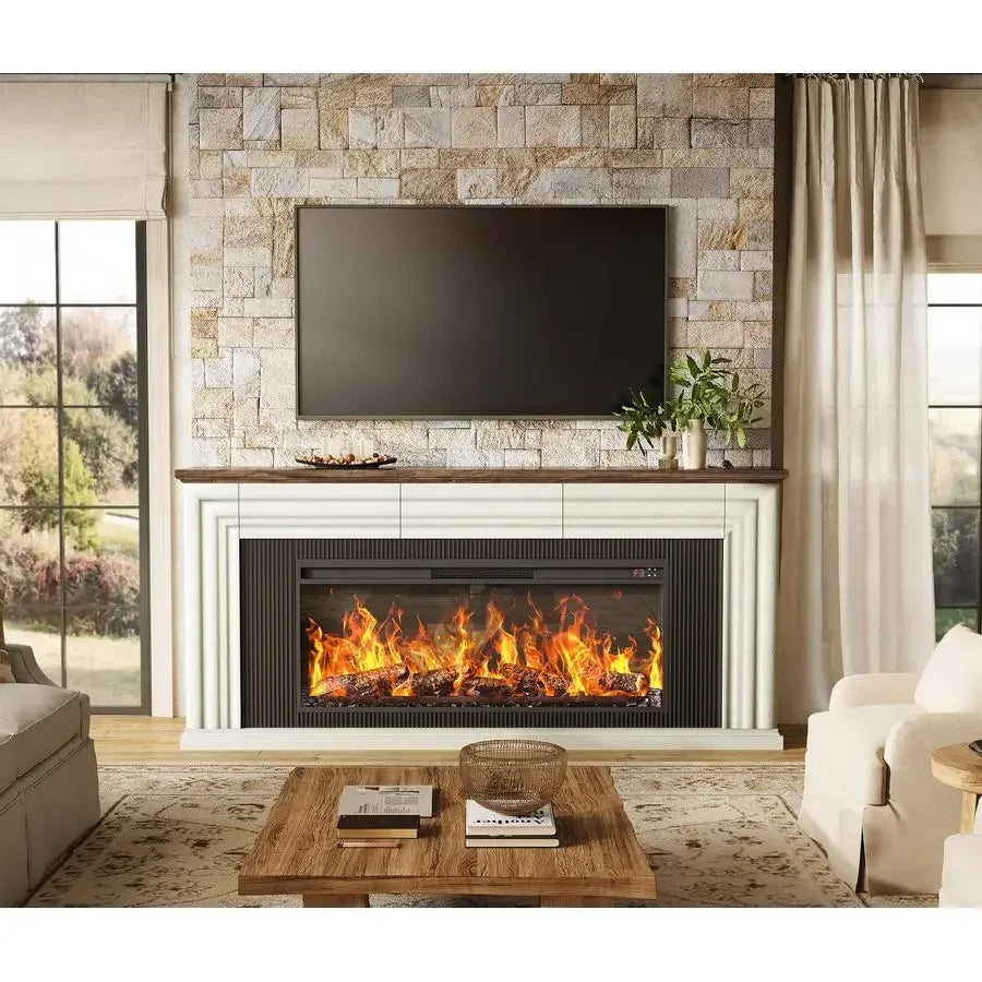 70" Farmhouse TV Stand with 42" Electric Fireplace