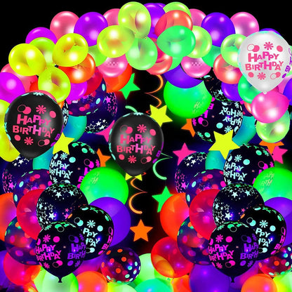 100PCS Glow‑in‑the‑Dark Balloons – Fluorescent Luminous Dot Latex Party Balloons
