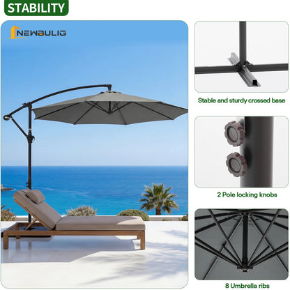9.8FT Offset Patio Umbrella with Base — UV Protection