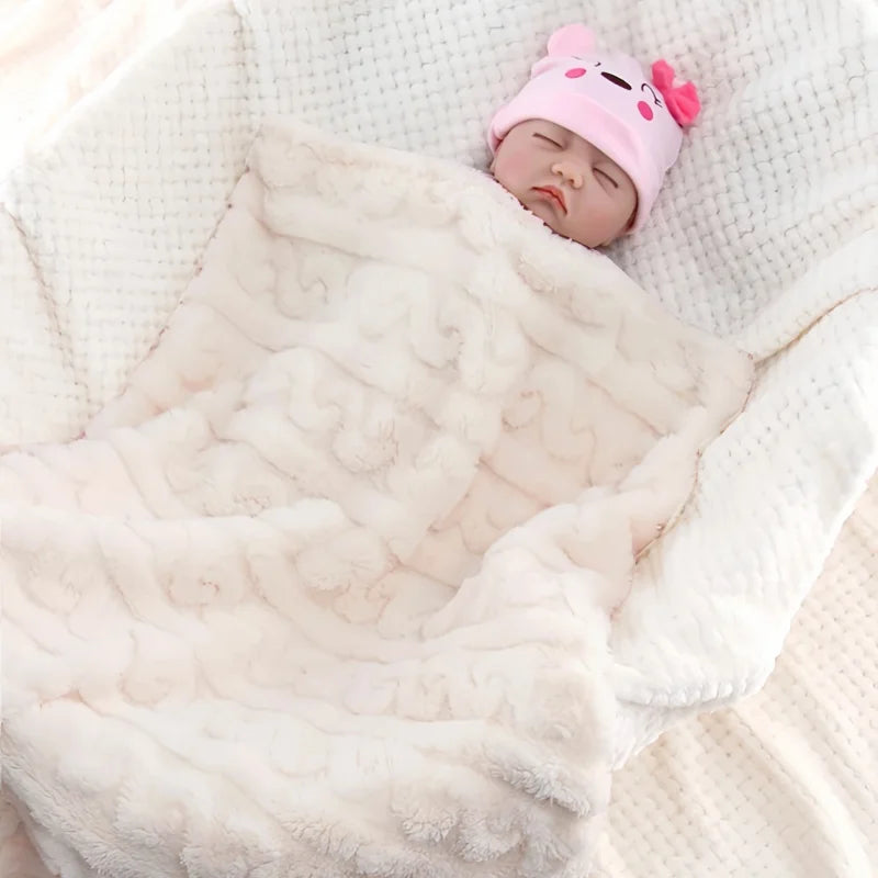 1 Piece Baby Plush Blanket Swaddle Blanket Super Soft and Cozy Baby Blanket for Girls and BoysFluffy Baby Toddler Newborn
