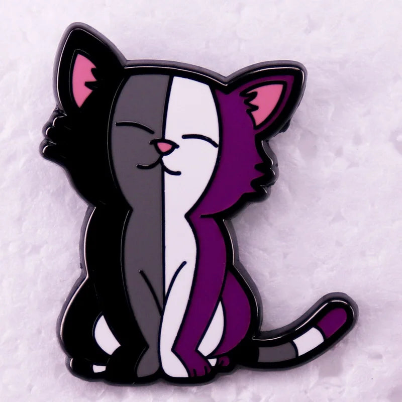 Asexual LGBT Pride Cat Enamel Pin Kawaii Rainbow Kitty Purride Badge Brooch Jewelry Backpack Decorate