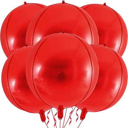 5/10pcs 4D Foil Sphere Balloons, Large Round Rose Gold Silver Plated Mylar Balloons for Birthday Party Decorations, 22 in