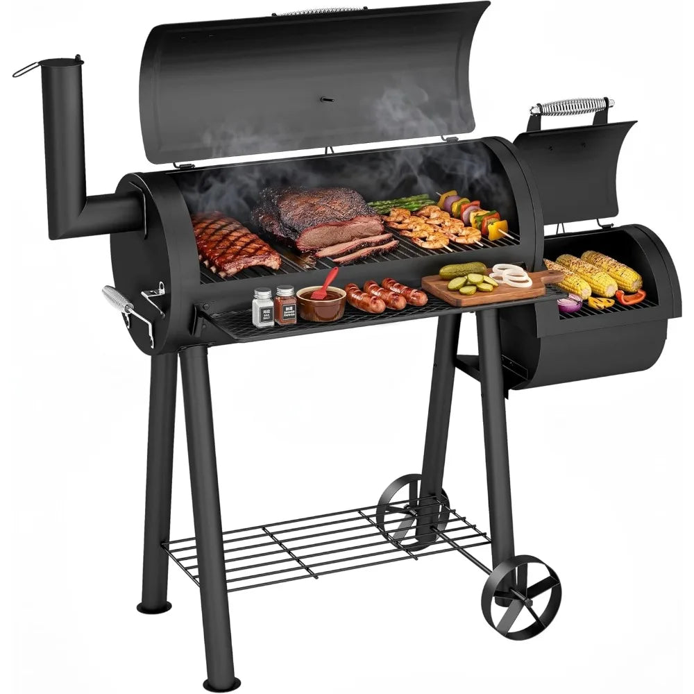 Heavy‑Duty Charcoal &amp; Wood Offset Smoker Grill (512 sq. in.)