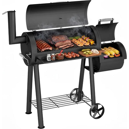 Heavy‑Duty Charcoal &amp; Wood Offset Smoker Grill (512 sq. in.)