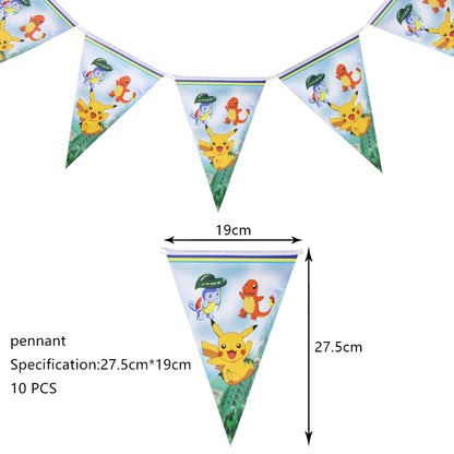 Classical Pikachu Birthday Party Decoration Set (Backdrop · Balloons · Tableware · Kids Event Supplies)