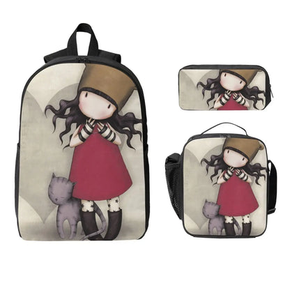Santoro Gorjuss 3‑Piece Student Backpack Set – BookBag, Lunch Bag & Pencil Case