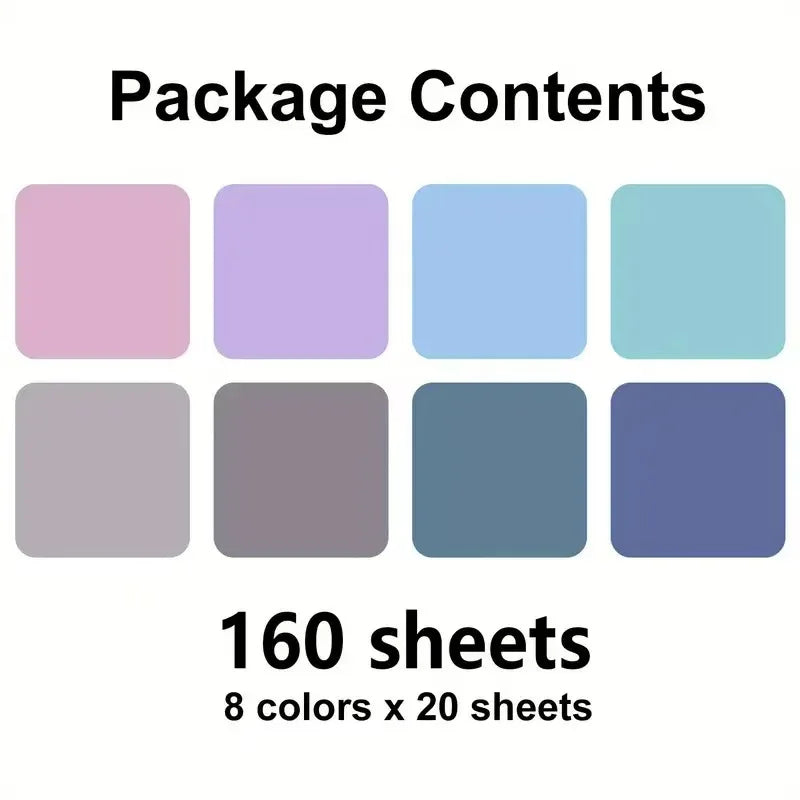160 Pack Multipurpose Waterproof Durable Fluorescent/Solid Sticky Notes