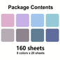 160 Pack Multipurpose Waterproof Durable Fluorescent/Solid Sticky Notes