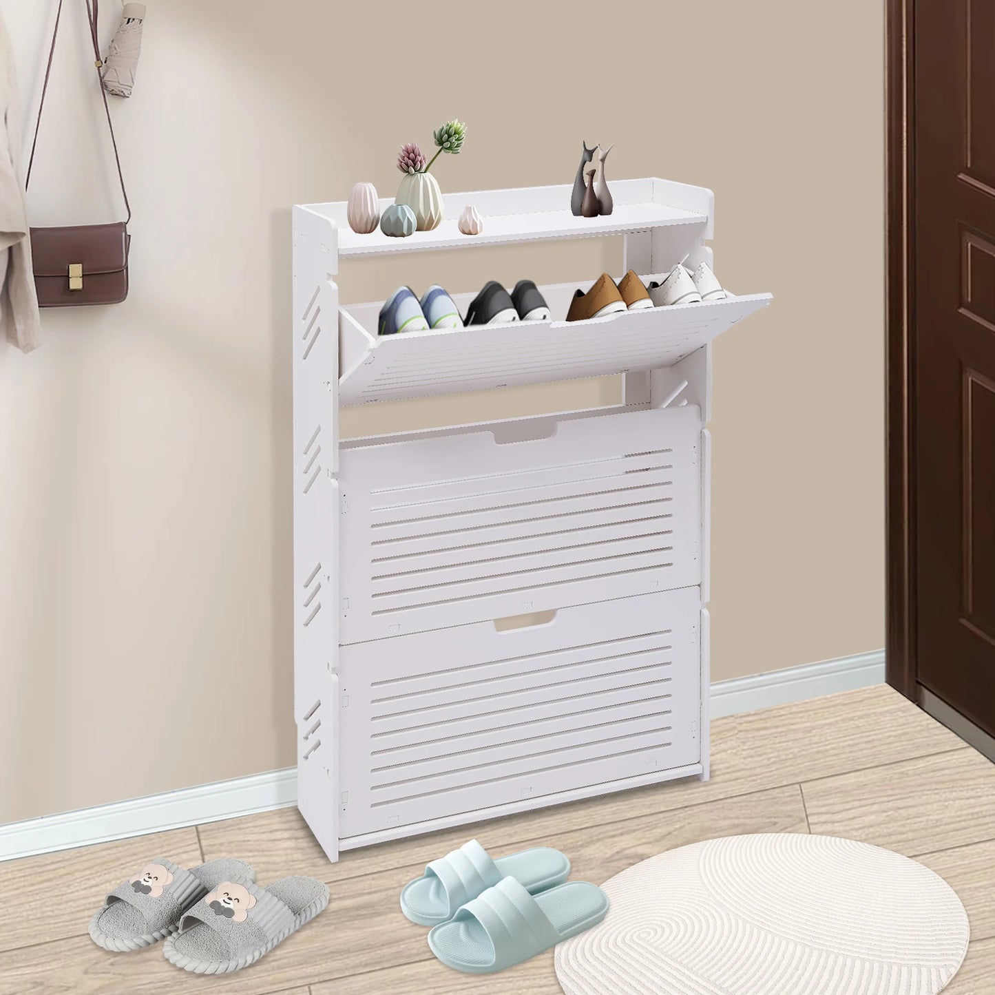 3-Layer Minimalist Design Entrance Shoe Rack Saves Space Living Room Furniture Shoe Cabinet (70 * 17 * 109)