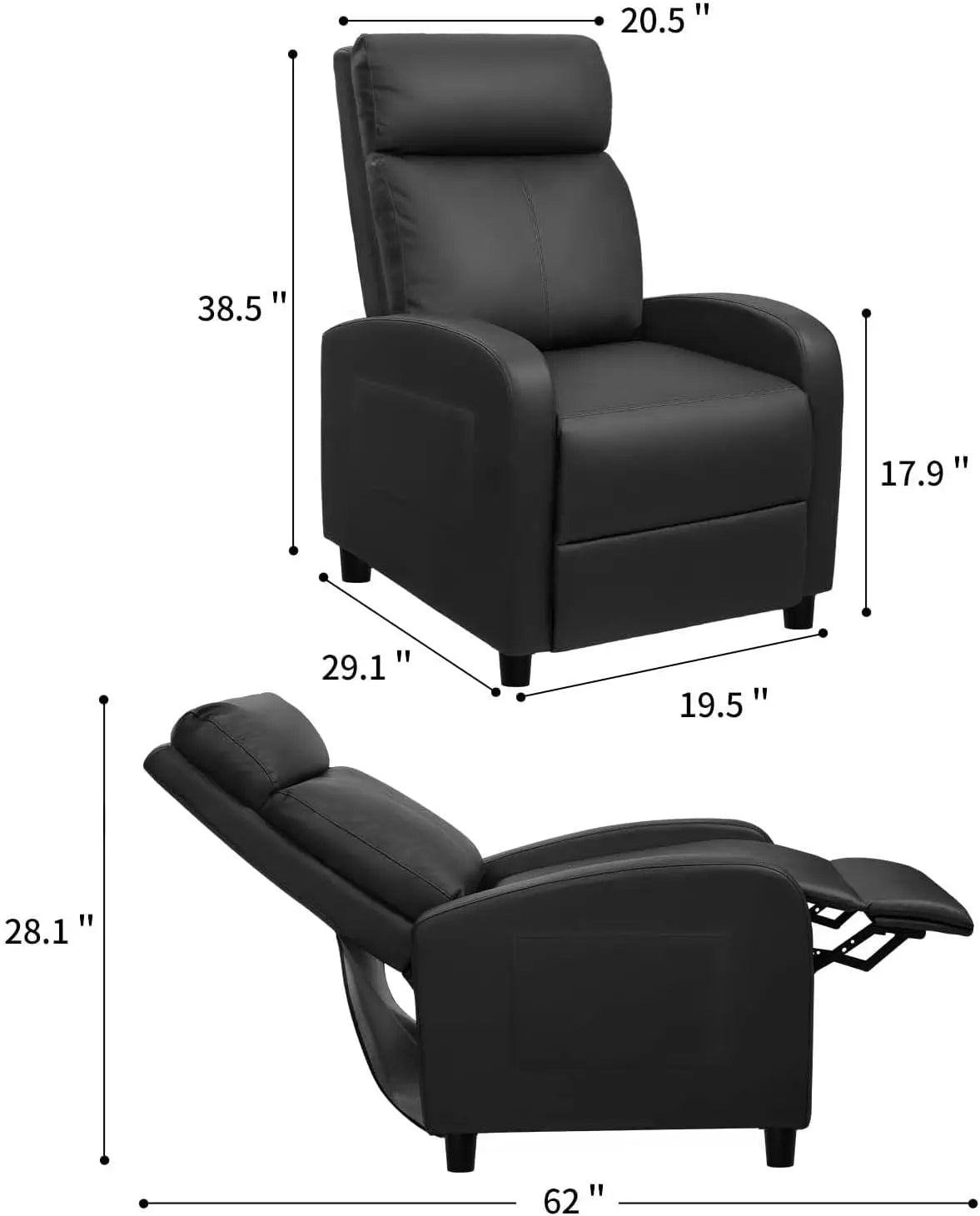 Black PU Leather Massage Recliner