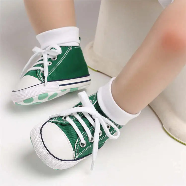 Baby Classic Canvas Sports Shoes Gender Free First Pair of Toddler Baby Shoes Non Slip Soft Soles Newborn Baby Crib Shoes
