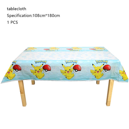 Pikachu Birthday Party Decoration Set (Backdrop · Balloons · Tableware · Kids Party Kit)