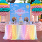 Tulle Table Skirt with LED Lights 6FT Table Cloth for Baby Shower Wedding Birthday Party Bar Home Table Valentine's Day Decor