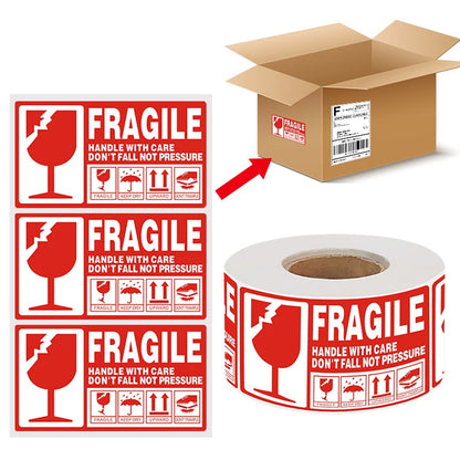 500PCS Fragile Stickers (Waterproof · Tear‑Resistant · Handle With Care Labels)