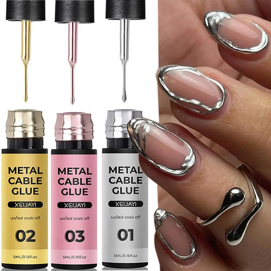 Super‑Bright Metallic Liner Gel Polish – Silver/Gold/Rose Mirror UV Nail Art (5/7/8ml)