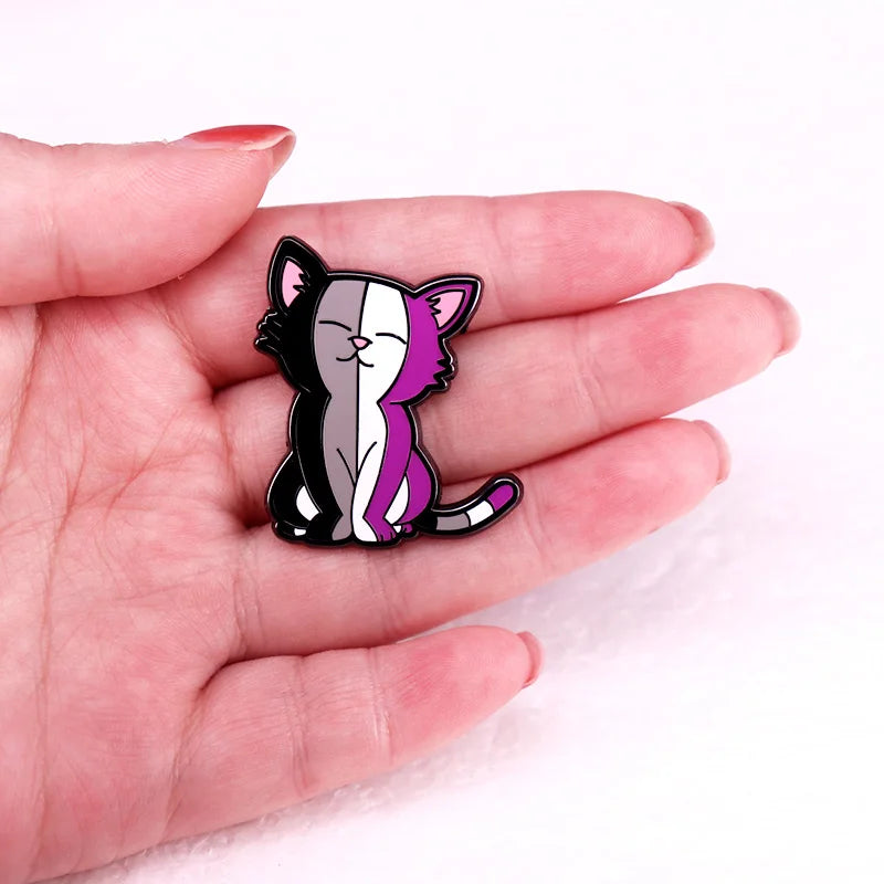 Asexual LGBT Pride Cat Enamel Pin Kawaii Rainbow Kitty Purride Badge Brooch Jewelry Backpack Decorate