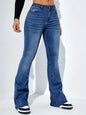 Women’s Flare Stretch Moustache Jeans – High‑Waist Gray Skinny Bell‑Bottom Denim Pants, Classic Y2K Punk Long Trousers