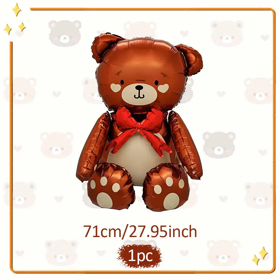 1pc3D Cute Cartoon Embracing Bear Aluminum Film Balloon for Birthday Party, Valentine's Day, Bridal Gift Party, Wedding, Shower