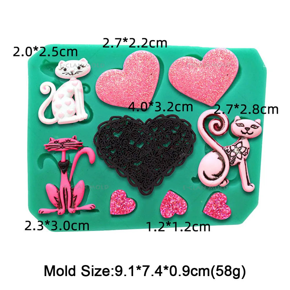 Cat Silicone Mold Cute Kitten Styles Baking Fondant Cake Decorating Tools Chocolate Sugar Cupcake DIY Kitchen Baking Mould