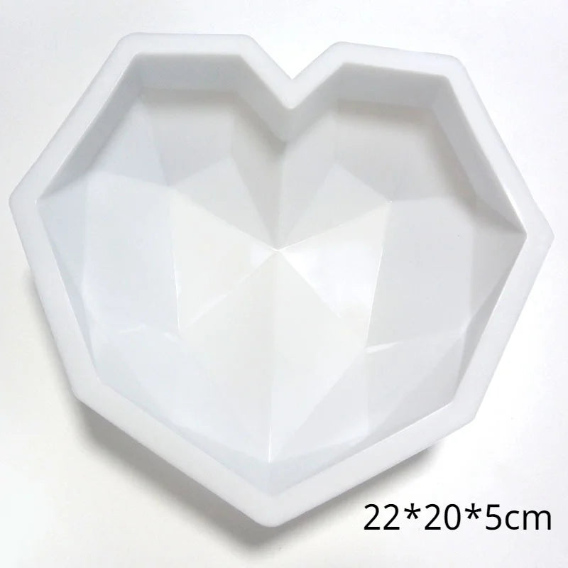 Silicone Diamond Love Baking Mold Set Letter Number Molds 1/6/8 Cavity Heart Mousse Pastry Cake Chocolate Soap Candle Mould