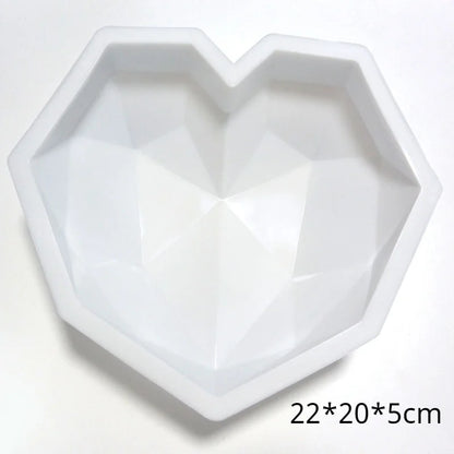Silicone Diamond Love Baking Mold Set Letter Number Molds 1/6/8 Cavity Heart Mousse Pastry Cake Chocolate Soap Candle Mould