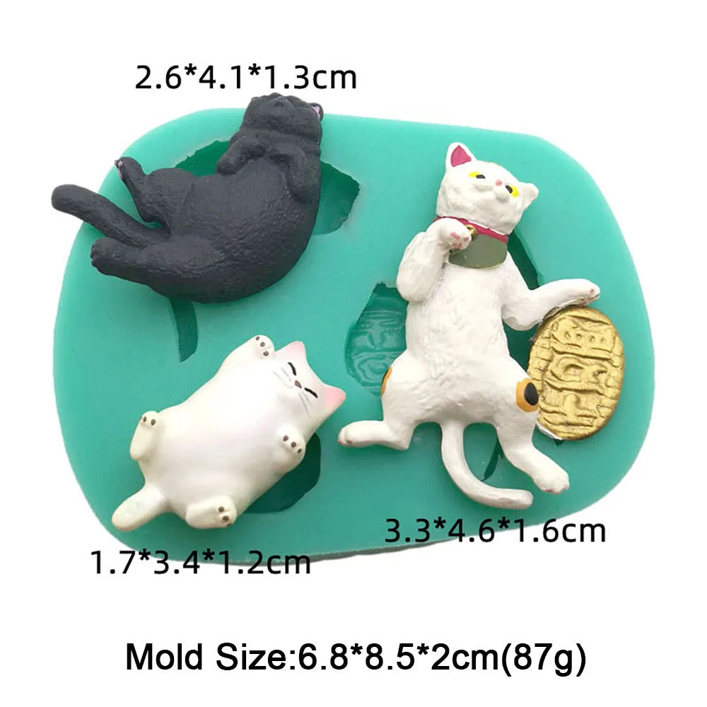 Cute Kitten Silicone Mold Cat Shape Chocolate Cookies Dessert Pudding Sugar Crafts Fondant Mould Bakeware Baking Cake Tools