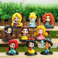 9‑Piece Kawaii Princess Figure Set – 6cm Rapunzel, Snow White, Jasmine, Mulan & Ariel Cake Toppers