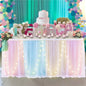 Tulle Table Skirt with LED Lights 6FT Table Cloth for Baby Shower Wedding Birthday Party Bar Home Table Valentine's Day Decor