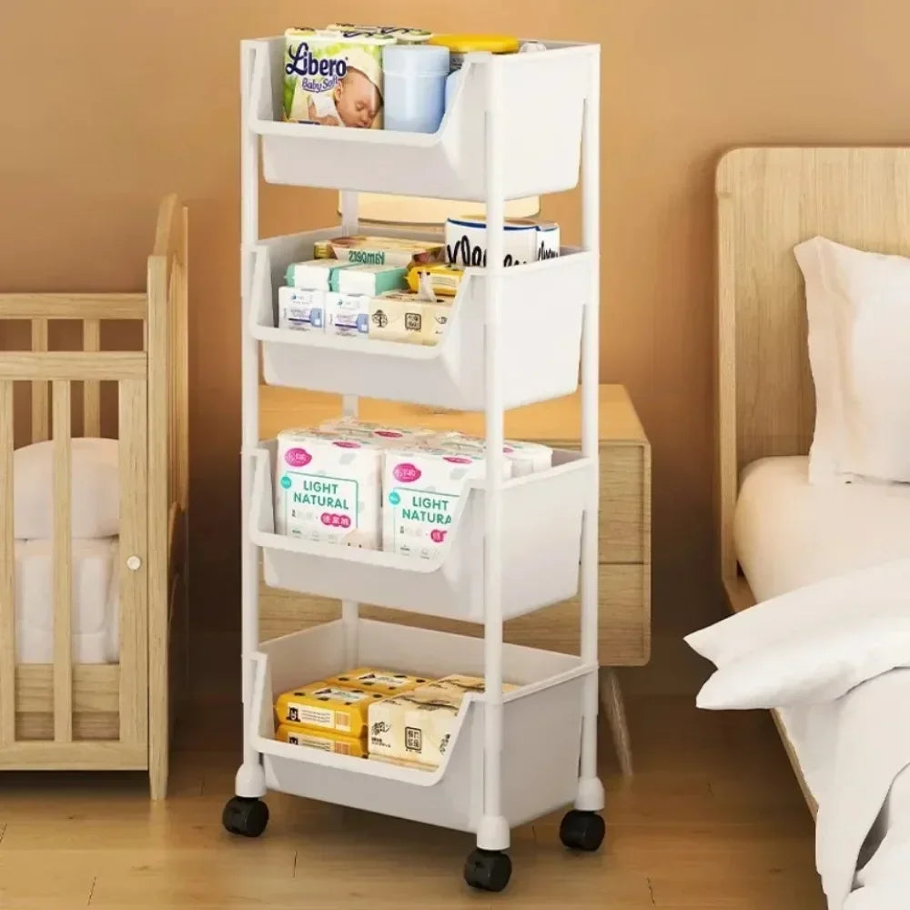 Mobile Multi‑Layer Bookshelf & Bathroom Trolley w/ Wheels