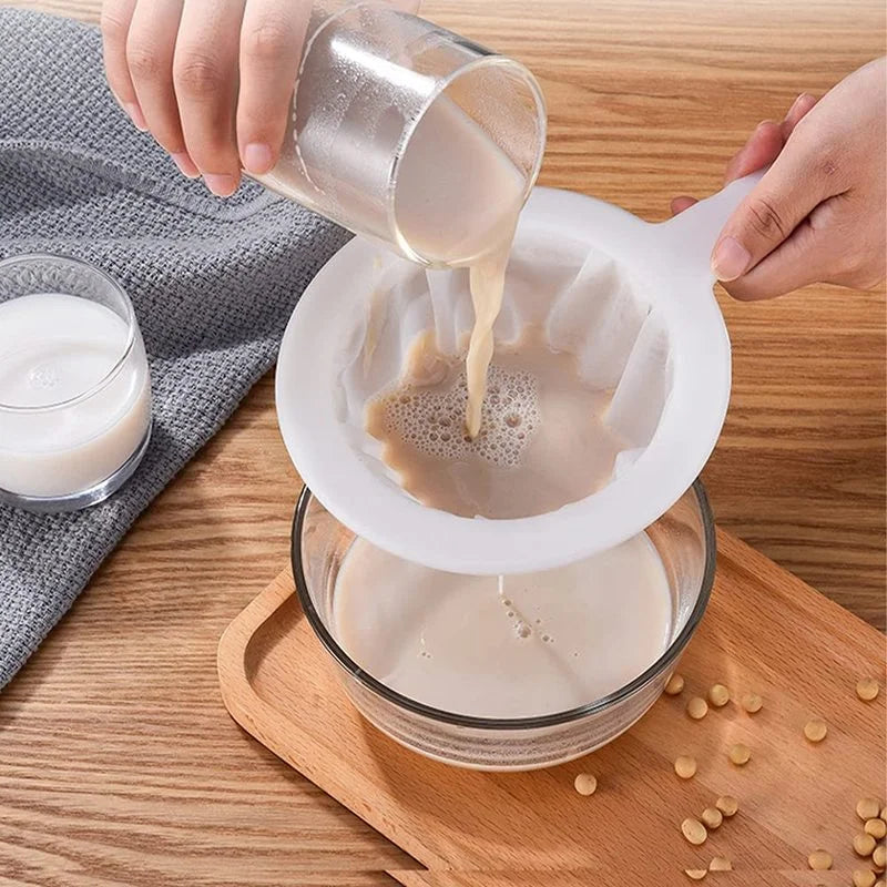 Ultra‑Fine Nylon Mesh Strainer – Washable 100/200/400 Mesh Filter for Soy Milk, Juice, Coffee & Tea