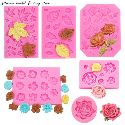 Silicone World DIY Rose Flowers Petal Silicone Mold Cake Baking Decoration Fudge Chocolate Mold Handmade Soap Tools