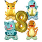 5pcs Pokémon Cartoon Balloon Number Set (Pikachu · Charmander · Squirtle · Bulbasaur)